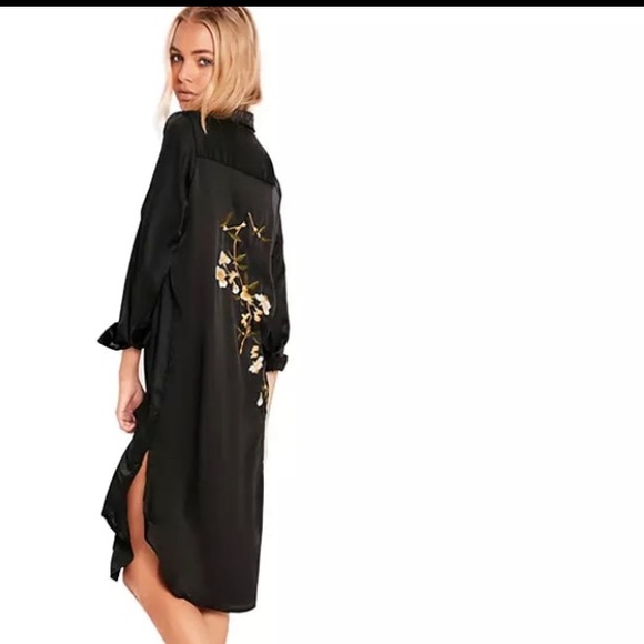 None Dresses & Skirts - Silky black button long shirt